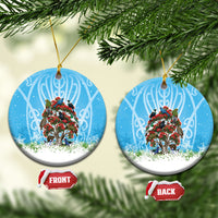 New Zealand Birds Christmas Ceramic Ornament Pohutukawa Xmas Tree LT05 Circle Blue - Polynesian Pride