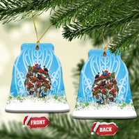 New Zealand Birds Christmas Ceramic Ornament Pohutukawa Xmas Tree LT05 Bell Flake Blue - Polynesian Pride