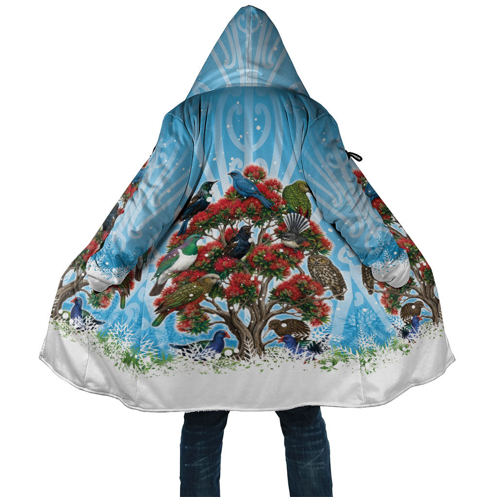 New Zealand Birds Christmas Cloak Pohutukawa Xmas Tree LT05 Unisex Blue - Polynesian Pride