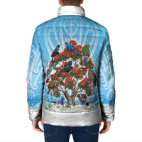 New Zealand Birds Christmas Padded Jacket Pohutukawa Xmas Tree LT05 - Polynesian Pride