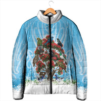 New Zealand Birds Christmas Padded Jacket Pohutukawa Xmas Tree LT05 - Polynesian Pride
