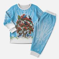 New Zealand Birds Christmas Pajama Set Pohutukawa Xmas Tree LT05 Men Blue - Polynesian Pride
