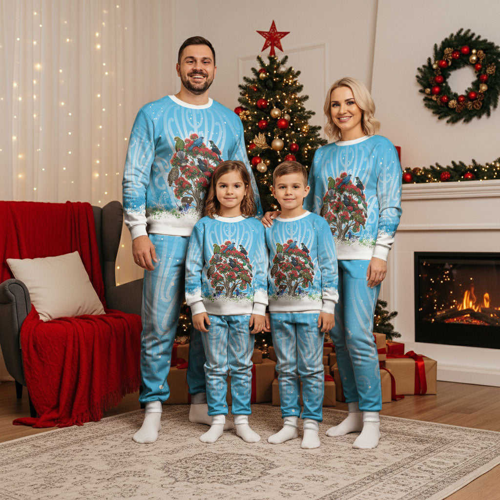 New Zealand Birds Christmas Pajama Set Pohutukawa Xmas Tree LT05 - Polynesian Pride