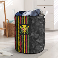 Hawaii Lei Kanaka Maoli Flag Laundry Basket Tropical Vibes LT05 Black - Polynesian Pride
