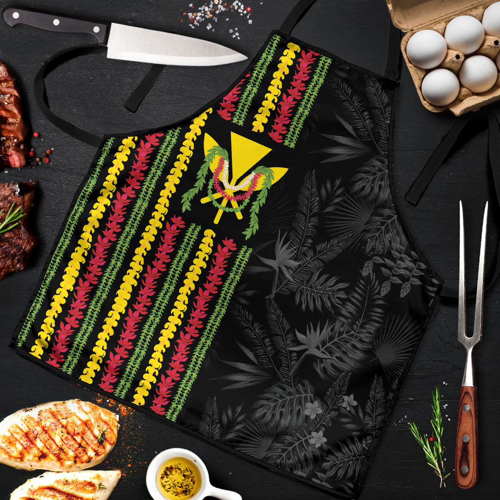 Hawaii Lei Kanaka Maoli Flag Apron Tropical Vibes LT05 Black - Polynesian Pride