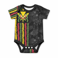 Hawaii Lei Kanaka Maoli Flag Baby Onesie Tropical Vibes LT05 Black - Polynesian Pride