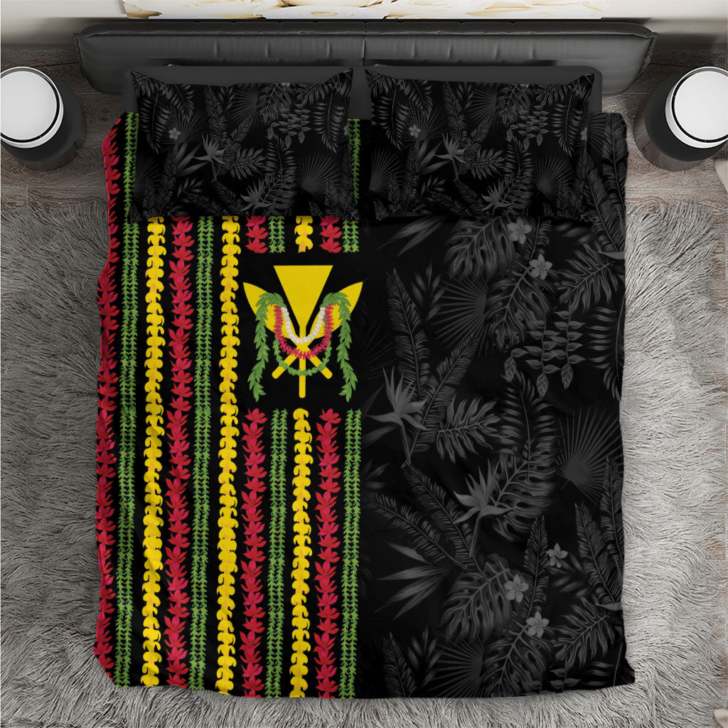 Hawaii Lei Kanaka Maoli Flag Bedding Set Tropical Vibes LT05 Black - Polynesian Pride