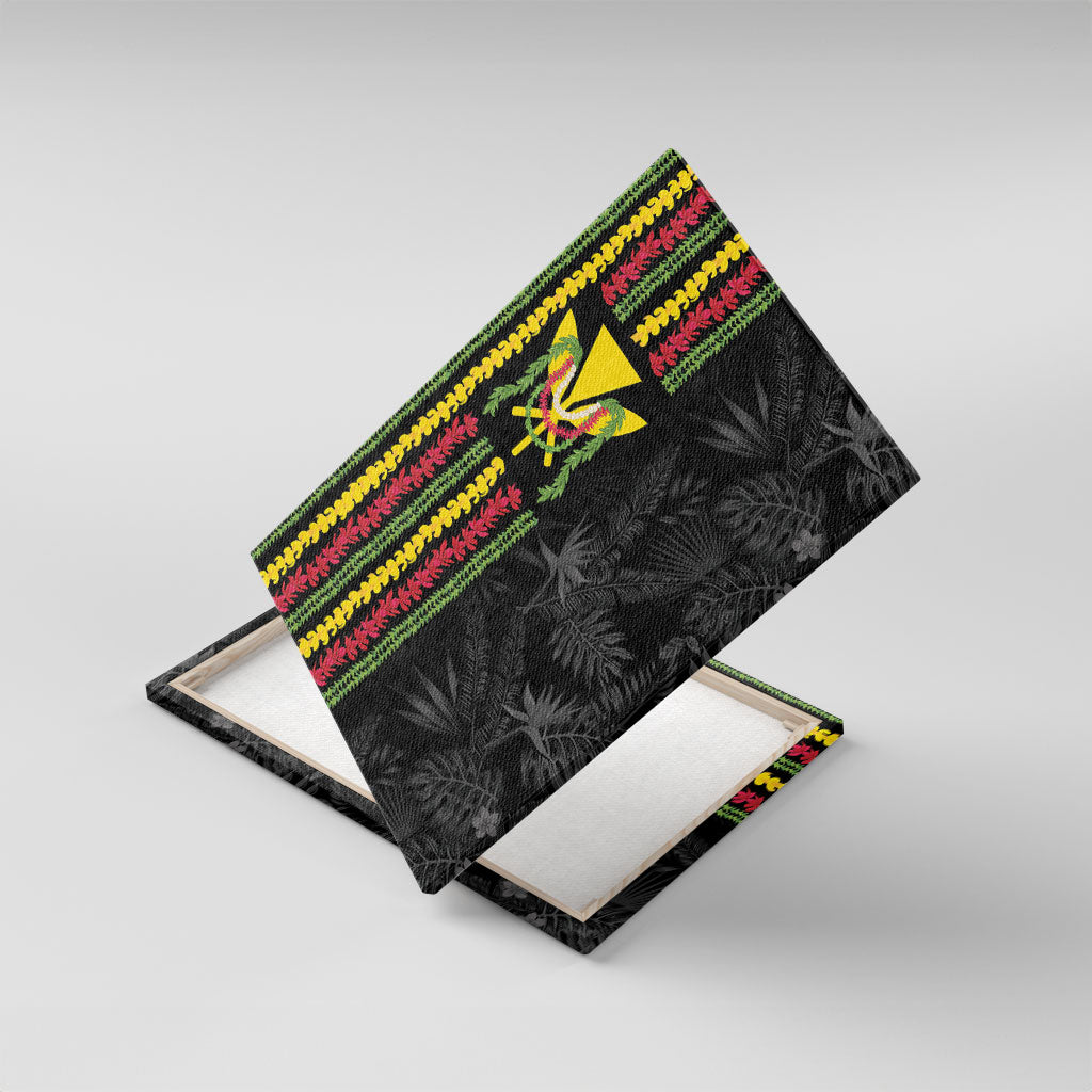 Hawaii Lei Kanaka Maoli Flag Canvas Wall Art Tropical Vibes LT05 With Frame Black - Polynesian Pride