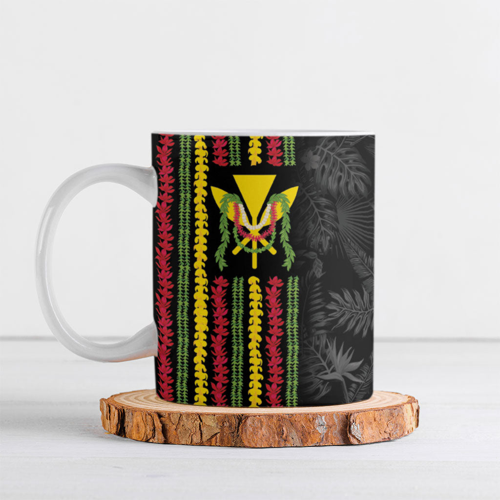 Hawaii Lei Kanaka Maoli Flag Ceramic Mug Tropical Vibes LT05 Black - Polynesian Pride