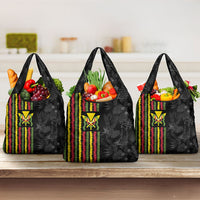 Hawaii Lei Kanaka Maoli Flag Grocery Bag Tropical Vibes LT05 3-pack One Size Black - Polynesian Pride