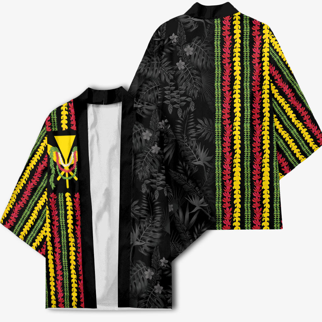 Hawaii Lei Kanaka Maoli Flag Kimono Tropical Vibes LT05 - Polynesian Pride