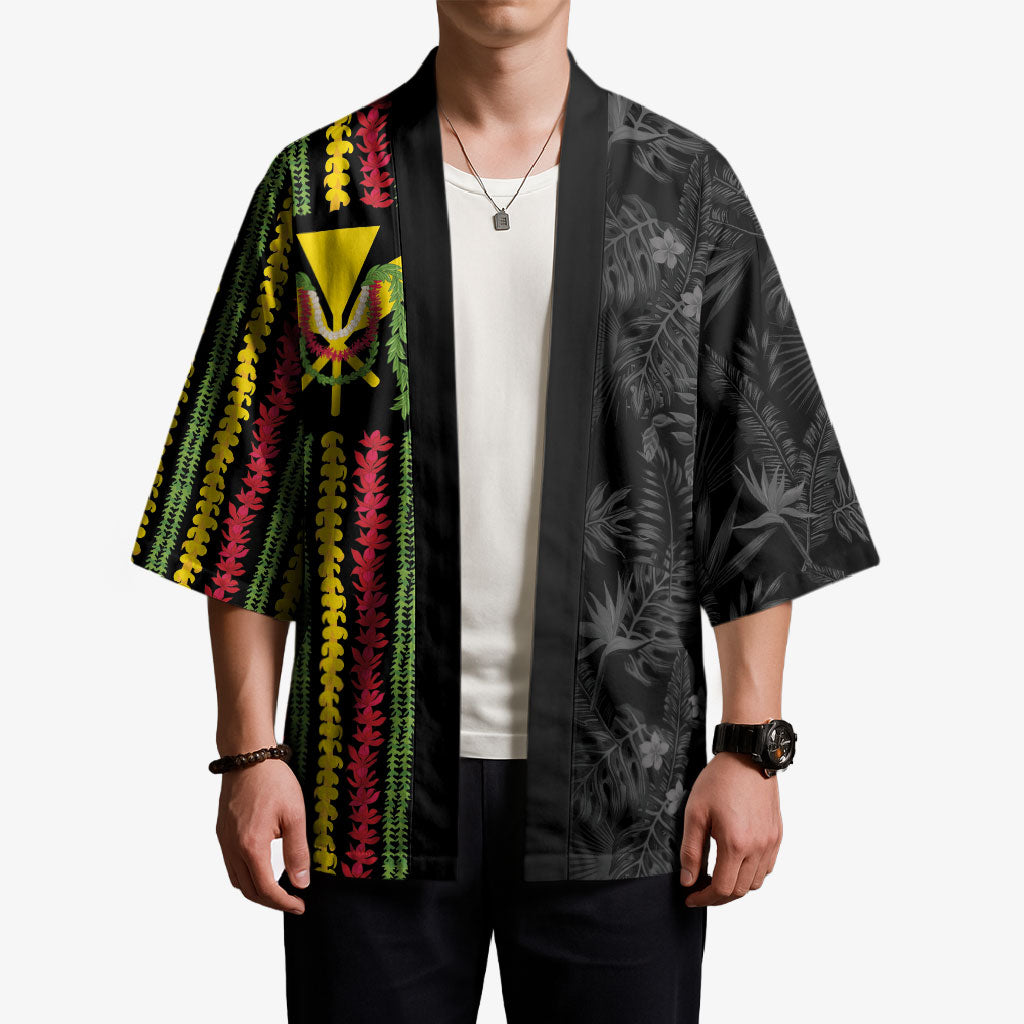Hawaii Lei Kanaka Maoli Flag Kimono Tropical Vibes LT05 - Polynesian Pride