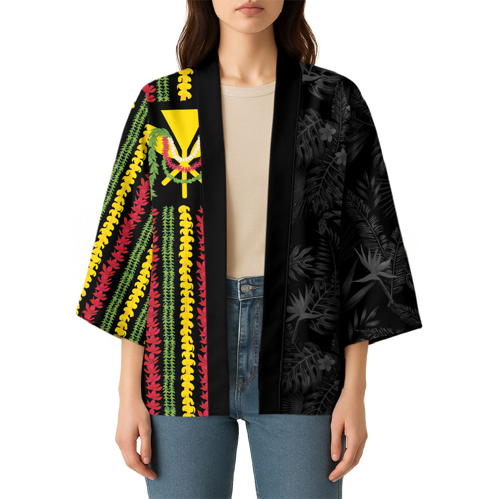 Hawaii Lei Kanaka Maoli Flag Kimono Tropical Vibes LT05 - Polynesian Pride
