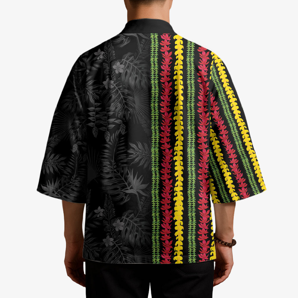 Hawaii Lei Kanaka Maoli Flag Kimono Tropical Vibes LT05 - Polynesian Pride