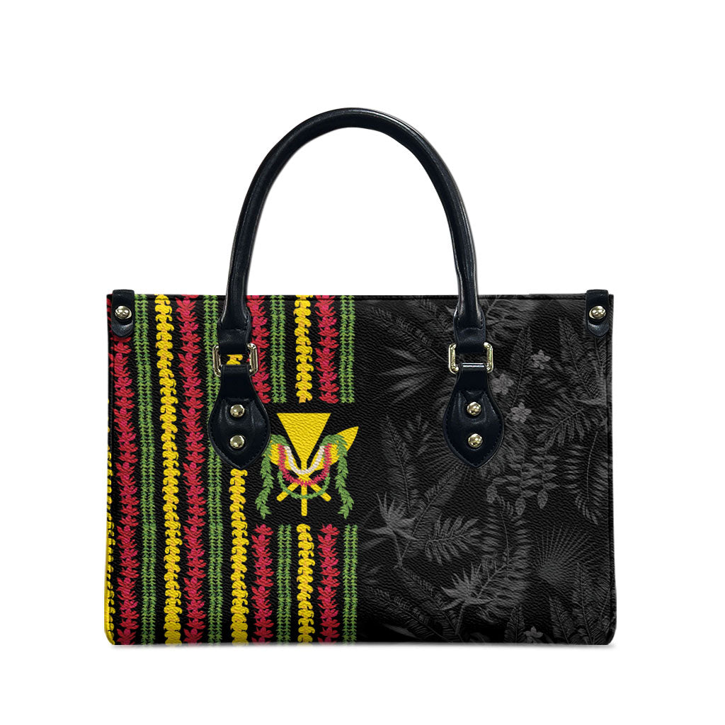 Hawaii Lei Kanaka Maoli Flag Leather Bag Tropical Vibes LT05 - Polynesian Pride