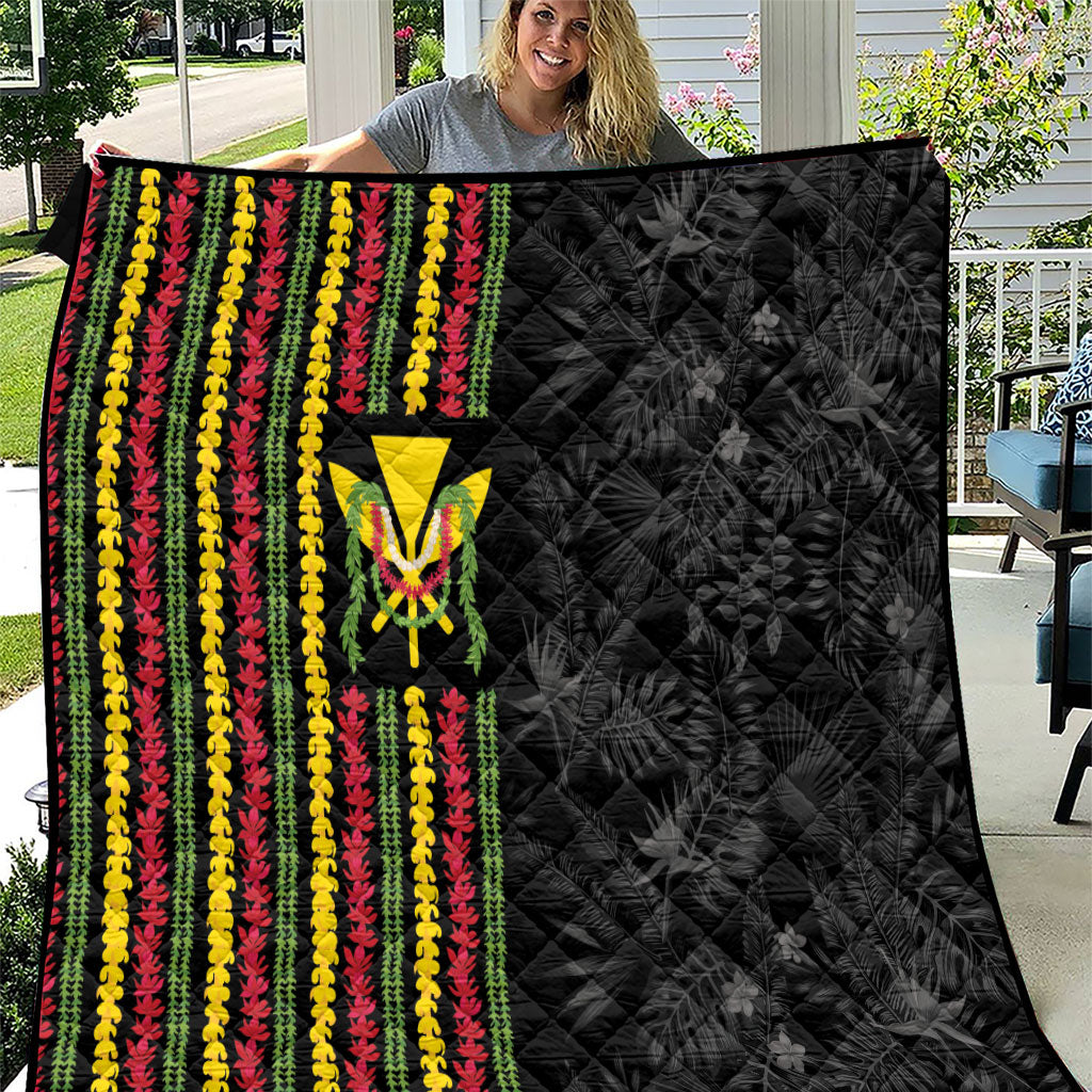 Hawaii Lei Kanaka Maoli Flag Quilt Tropical Vibes LT05 Black - Polynesian Pride