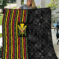 Hawaii Lei Kanaka Maoli Flag Quilt Tropical Vibes LT05 Black - Polynesian Pride
