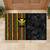 Hawaii Lei Kanaka Maoli Flag Rubber Doormat Tropical Vibes LT05 Black - Polynesian Pride
