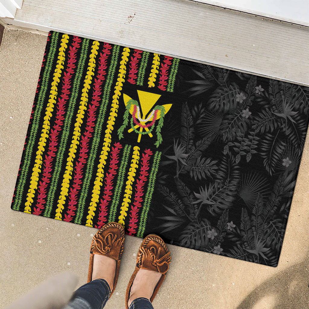 Hawaii Lei Kanaka Maoli Flag Rubber Doormat Tropical Vibes LT05 - Polynesian Pride