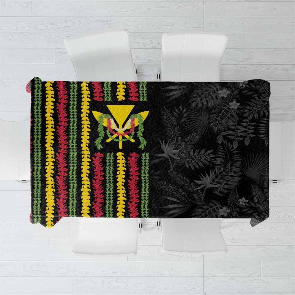 Hawaii Lei Kanaka Maoli Flag Tablecloth Tropical Vibes LT05 Black - Polynesian Pride