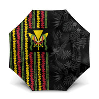 Hawaii Lei Kanaka Maoli Flag Umbrella Tropical Vibes LT05 One Size Folded 11.42 inch Opened Diameter 37.4 inch Black - Polynesian Pride