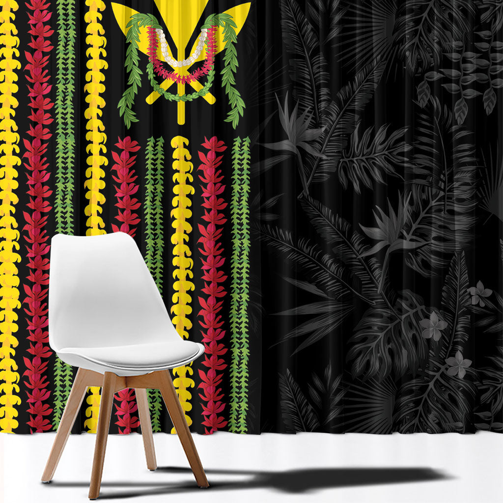 Hawaii Lei Kanaka Maoli Flag Window Curtain Tropical Vibes LT05 - Polynesian Pride