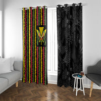 Hawaii Lei Kanaka Maoli Flag Window Curtain Tropical Vibes LT05 With Grommets Black - Polynesian Pride
