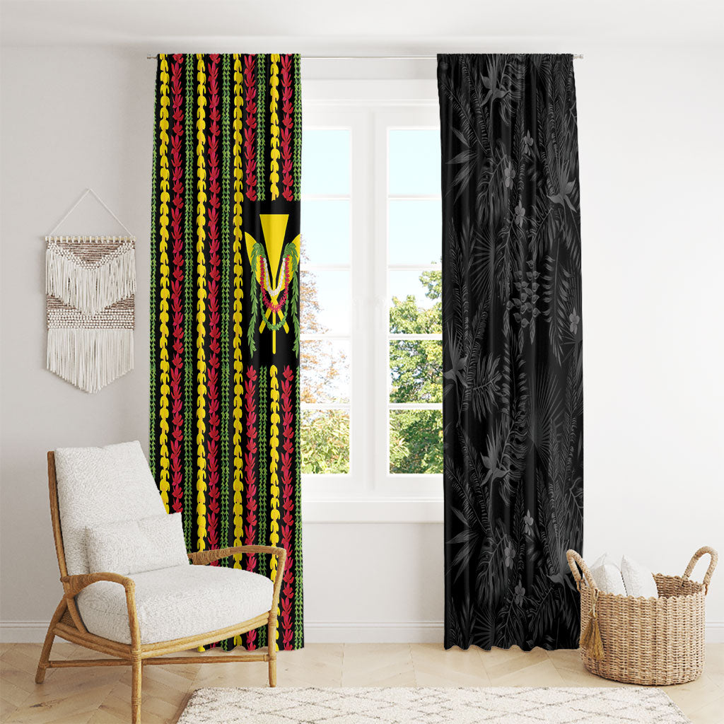 Hawaii Lei Kanaka Maoli Flag Window Curtain Tropical Vibes LT05 - Polynesian Pride