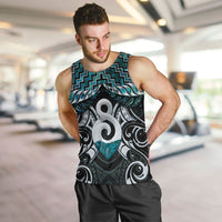 New Zealand Maori Men Tank Top Poutama Pikorua - Single Twist Paua Shell LT05 Turquoise - Polynesian Pride