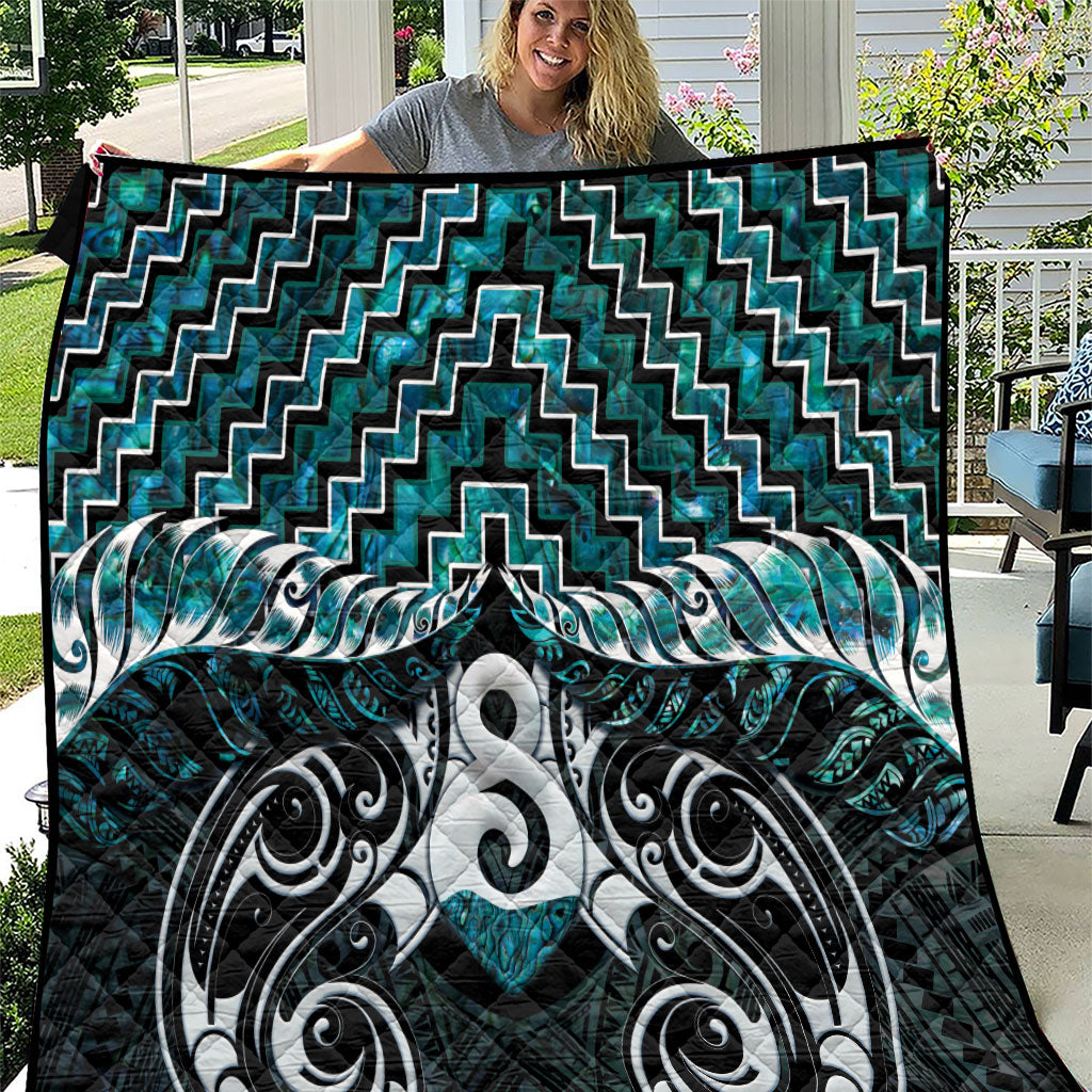 New Zealand Maori Quilt Poutama Pikorua - Single Twist Paua Shell LT05 Turquoise - Polynesian Pride