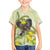 New Zealand Piwakawaka Fantail Bird Kid Hawaiian Shirt With Kowhai Flowers