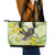 New Zealand Piwakawaka Fantail Bird Leather Tote Bag With Kowhai Flowers