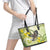 New Zealand Piwakawaka Fantail Bird Leather Tote Bag With Kowhai Flowers