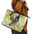 New Zealand Piwakawaka Fantail Bird Leather Tote Bag With Kowhai Flowers