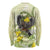 New Zealand Piwakawaka Fantail Bird Long Sleeve Shirt With Kowhai Flowers