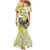 New Zealand Piwakawaka Fantail Bird Mermaid Dress With Kowhai Flowers