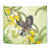 New Zealand Piwakawaka Fantail Bird Tapestry With Kowhai Flowers