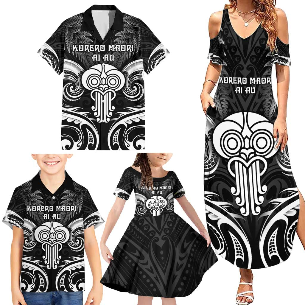 New Zealand Te Reo Maori Family Matching Summer Maxi Dress and Hawaiian Shirt Korero Maori Ai Au