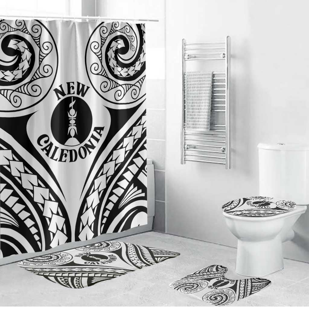 New Caledonia Day Bathroom Set Polynesian Curves White Color LT05 Bathroom Set (4 pcs) White - Polynesian Pride