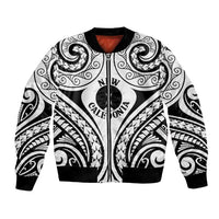 New Caledonia Day Bomber Jacket Polynesian Curves White Color LT05 Unisex White - Polynesian Pride