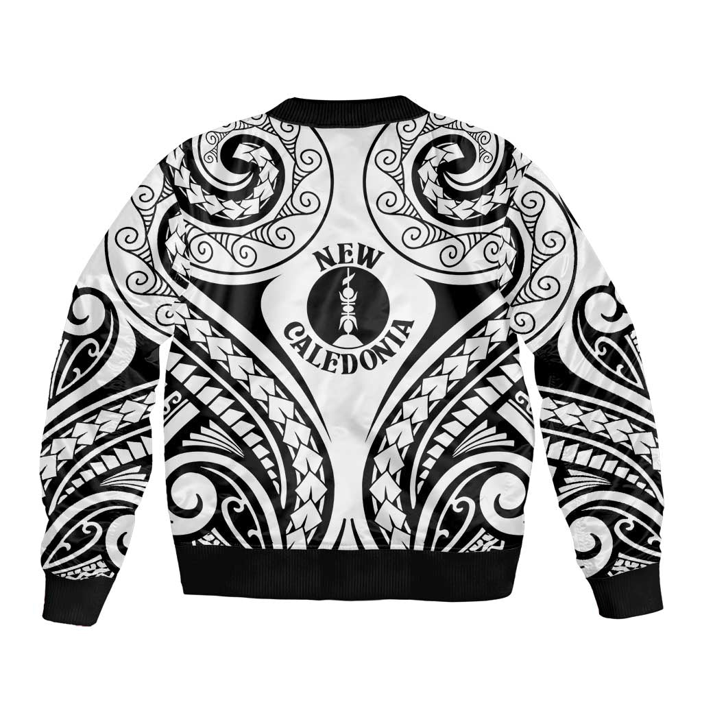 New Caledonia Day Bomber Jacket Polynesian Curves White Color LT05 - Polynesian Pride