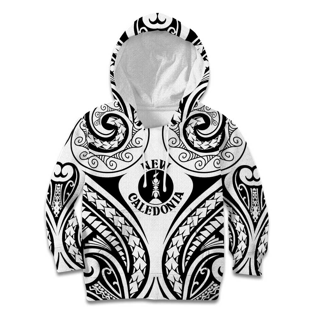 New Caledonia Day Kid Hoodie Polynesian Curves White Color LT05 Hoodie White - Polynesian Pride