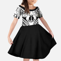 New Caledonia Day Kid Short Sleeve Dress Polynesian Curves White Color LT05 KID White - Polynesian Pride