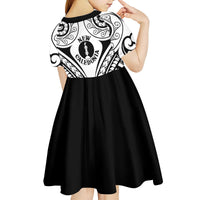 New Caledonia Day Kid Short Sleeve Dress Polynesian Curves White Color LT05 - Polynesian Pride