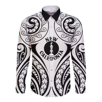 New Caledonia Day Long Sleeve Button Shirt Polynesian Curves White Color LT05 Unisex White - Polynesian Pride