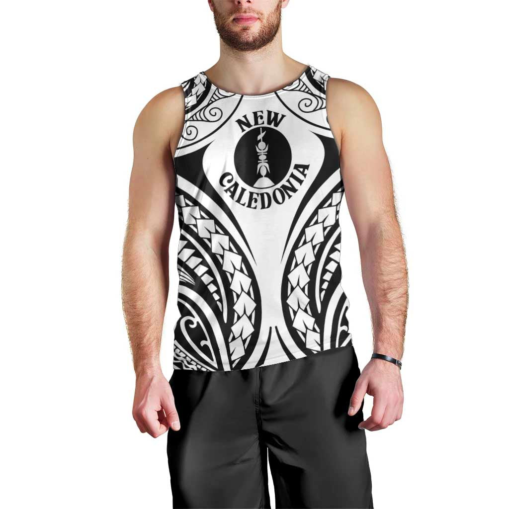 New Caledonia Day Men Tank Top Polynesian Curves White Color LT05 - Polynesian Pride