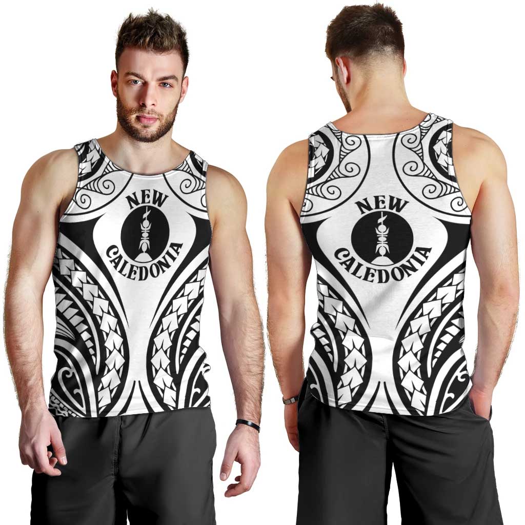 New Caledonia Day Men Tank Top Polynesian Curves White Color LT05 - Polynesian Pride