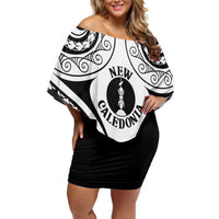 New Caledonia Day Off Shoulder Short Dress Polynesian Curves White Color LT05 Women White - Polynesian Pride