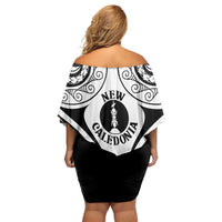 New Caledonia Day Off Shoulder Short Dress Polynesian Curves White Color LT05 - Polynesian Pride