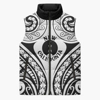 New Caledonia Day Sleeveless Puffer Jacket Polynesian Curves White Color LT05 Unisex White - Polynesian Pride